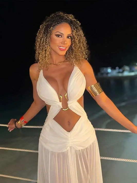 Robe Longue Ajourée Sliméa — Élégance Légère pour Plage et Soirées